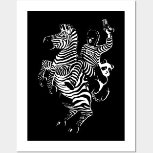 Zebra Panda Thief Monochromatic (Dark Garment) Posters and Art